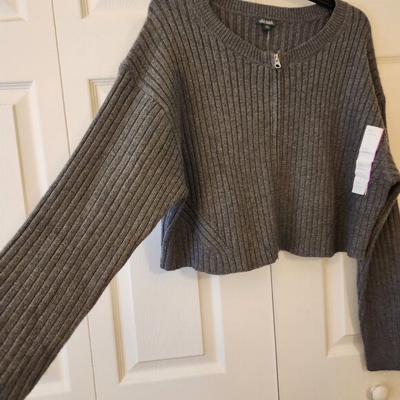 Wild Fable Womens Ribbed Zip-Up Cardigan XXL Dark Gray NWT - Picture 4 of 10